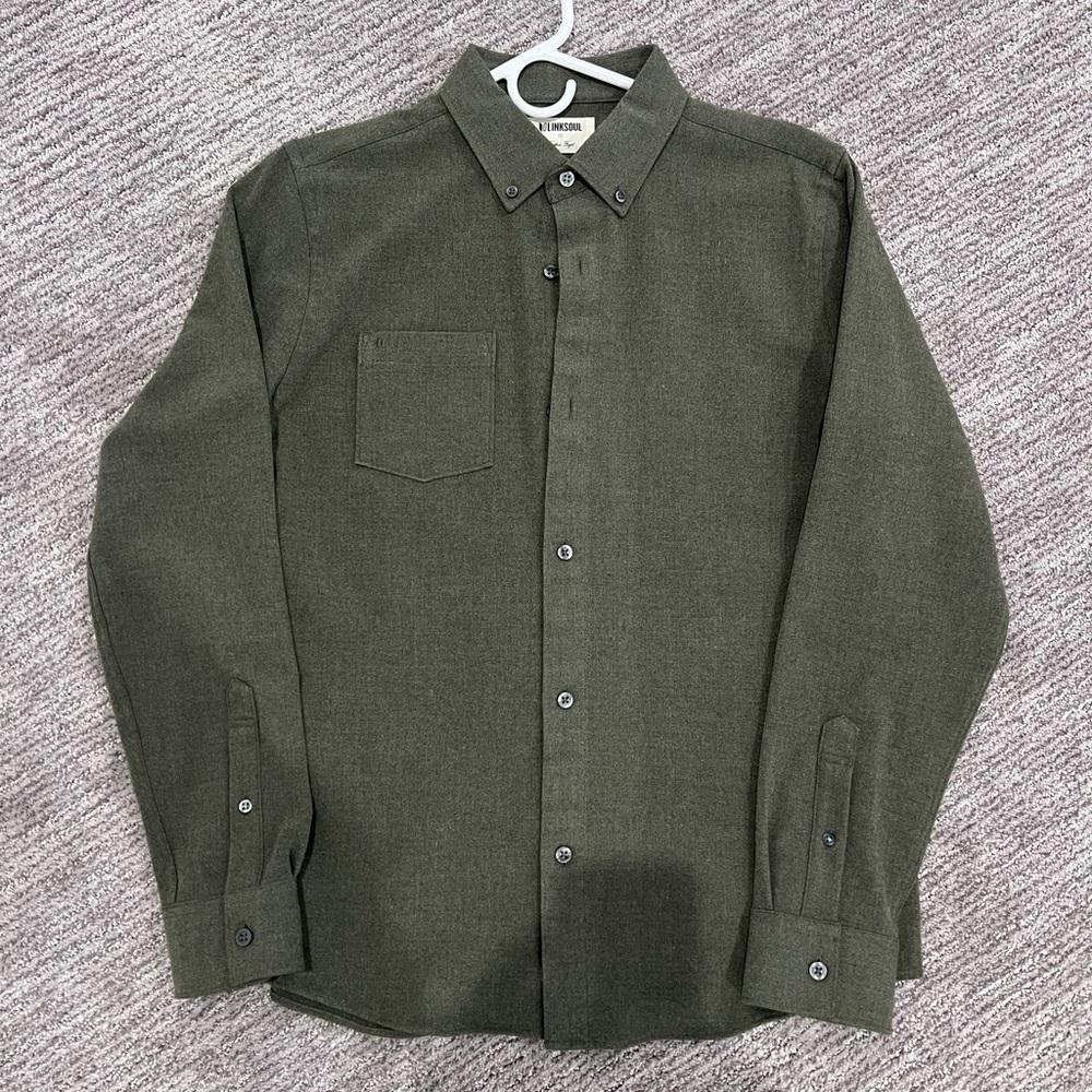 Linksoul heavyweight flannel shirt, green, Size S